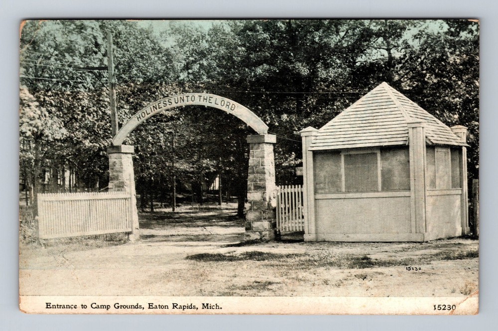 Eaton Rapids MI-Michigan, Entrance to Camp Grounds, Vintage Postcard