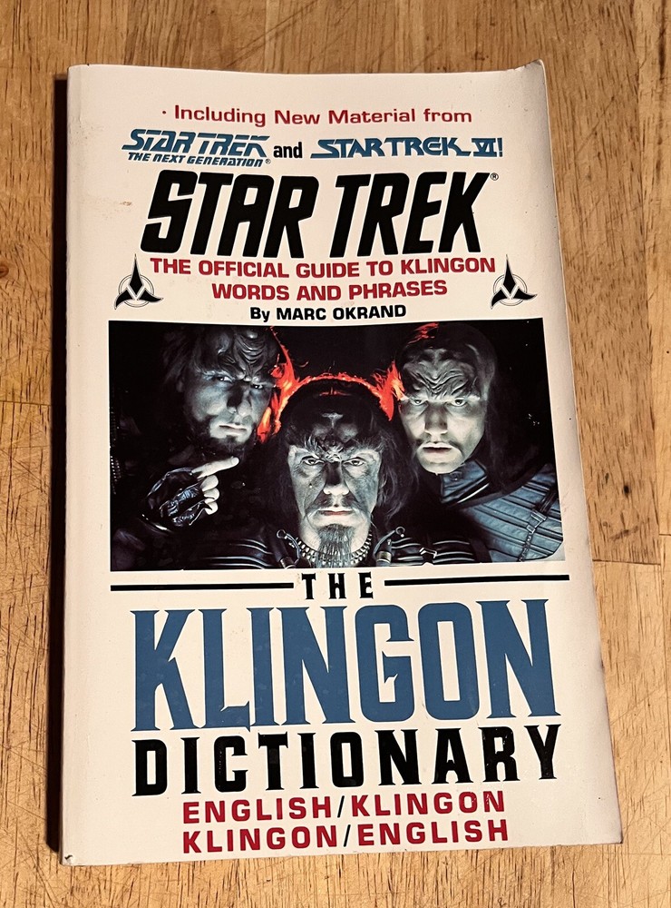 The Klingon Dictionary, Marc Okrand, Star Trek Official Guide Klingon 1992 Lib