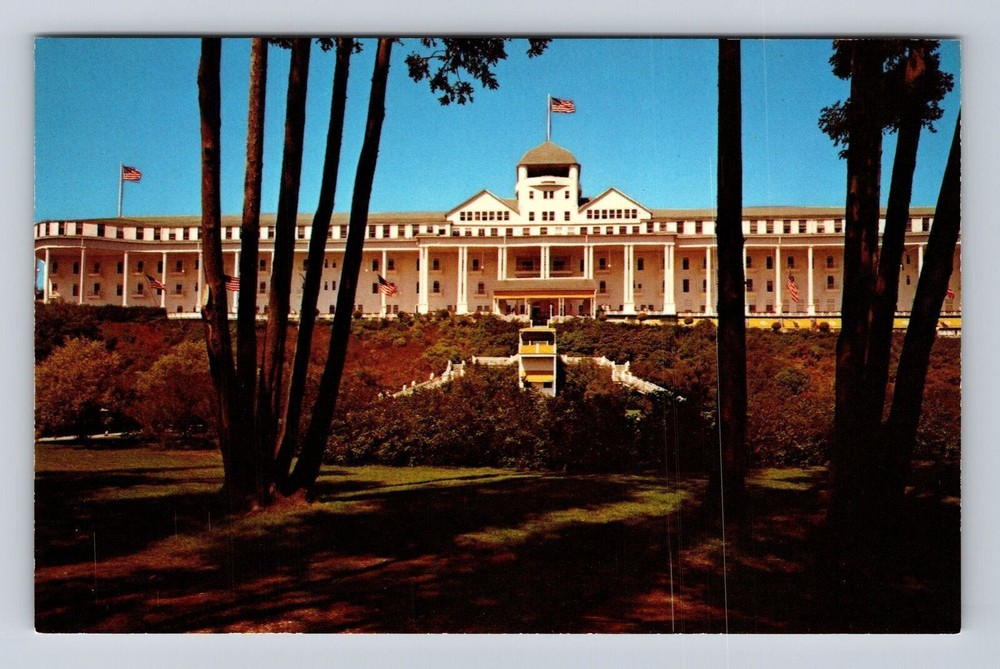Mackinac Island MI-Michigan, Grand Hotel Advertising, Vintage Souvenir Postcard