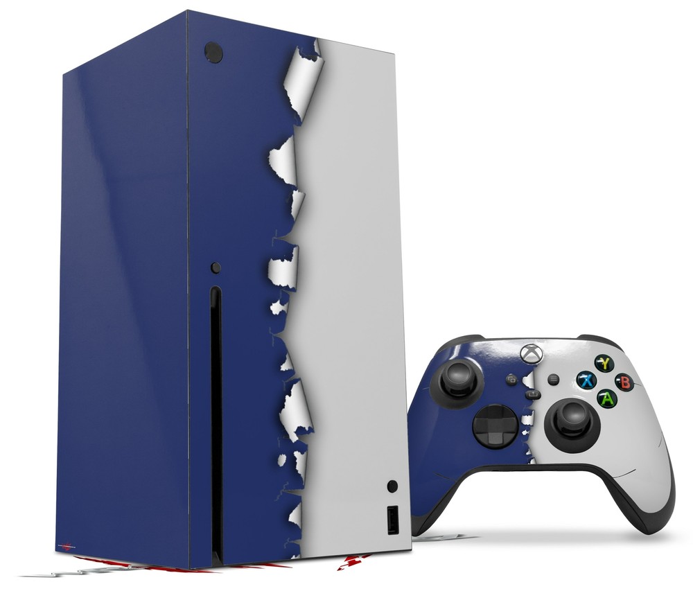 Skin Set for XBOX Series X Ripped Colors Blue Gray