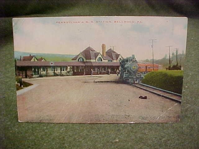 Printed Photo Post Card Pennsylvania Railroad Station Bellwood Pa Prr 1912 Nice