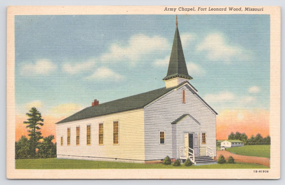 Fort Leonard Wood Missouri~Army Chapel~Church~Military~Linen Postcard
