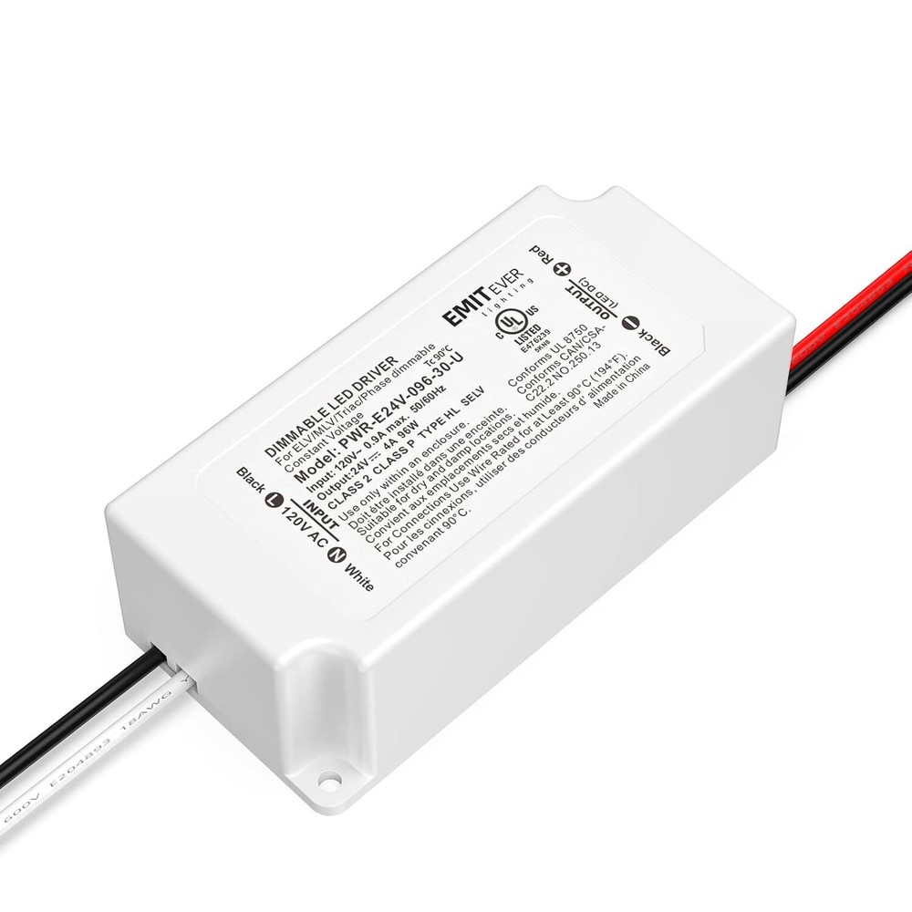 96W Dimmable LED Driver Electronic Transformer Converts 120VAC to 24VDC for Versatile Lighting Solutions