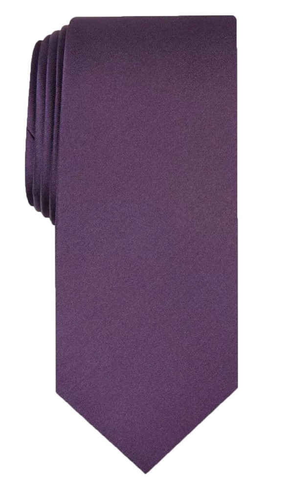 New Mens Alfani Dark Purple Solid Texture Slim Neck Tie Necktie