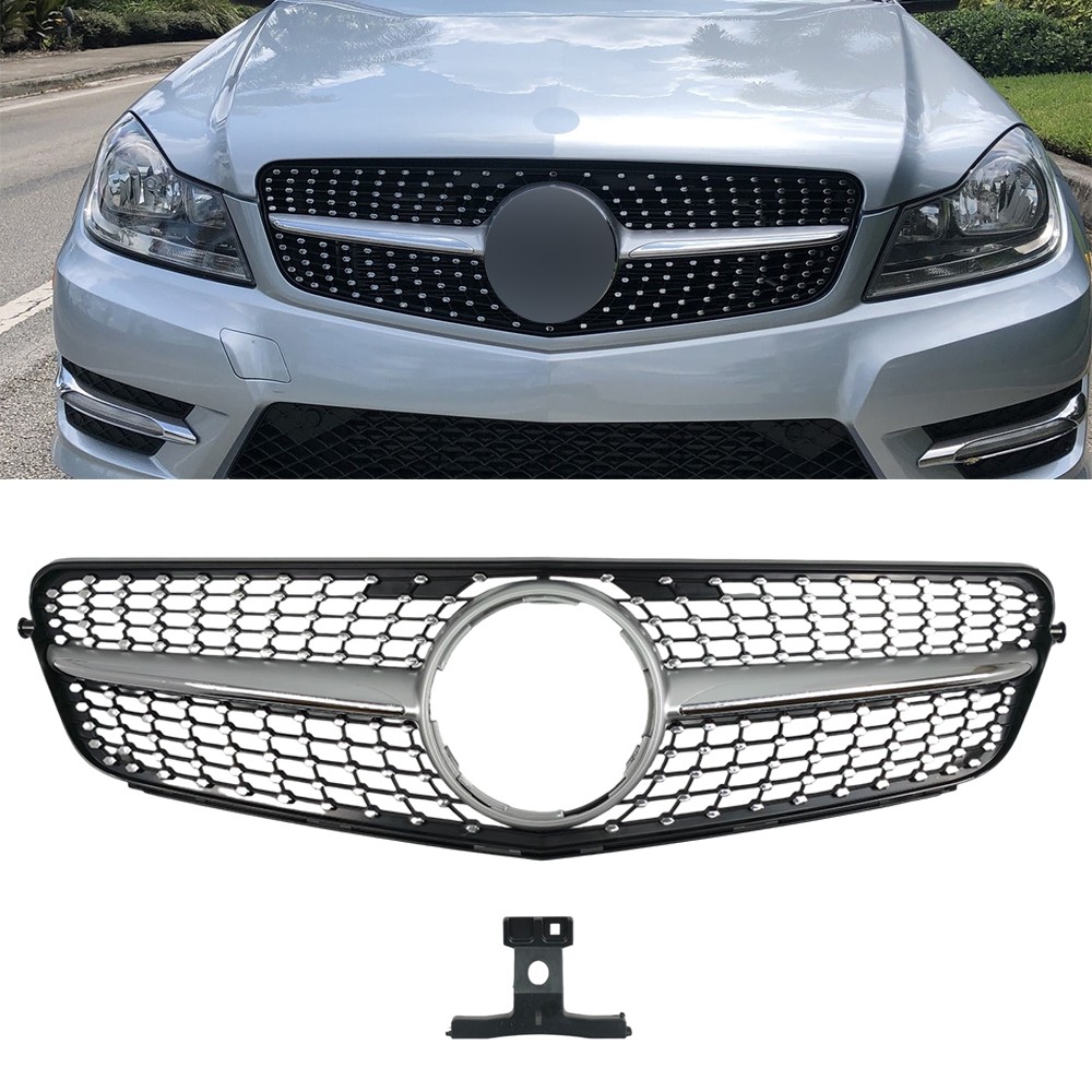 For Mercedes W204 S204 Sedan 08-14 Sport Look Grill Grille Front Grill Silver