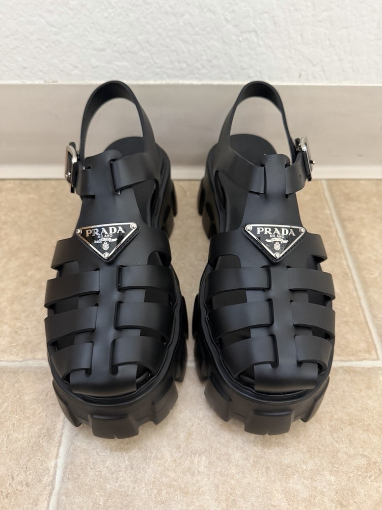 Prada Rubber Monolith Woman's Sandals Size EU 36 ( U.S 6 )