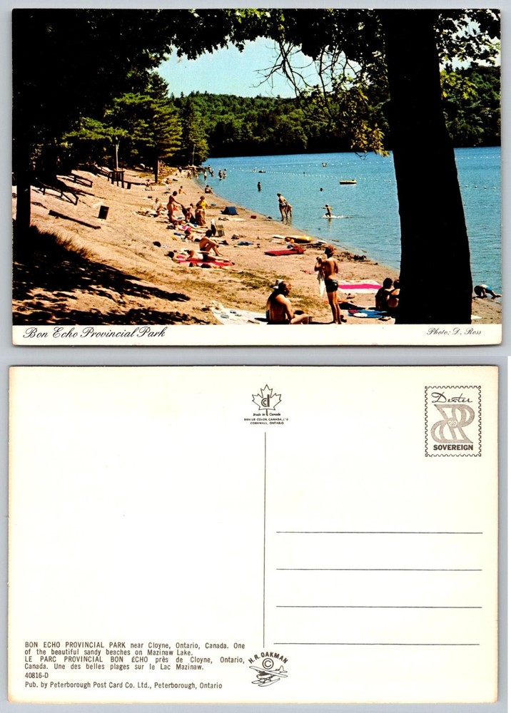Bon Echo Provincial Park Beach Mazinaw Lake Ontario Canada Vintage Postcard