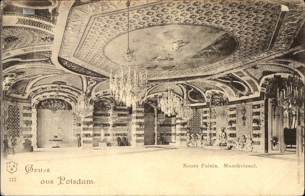Gruss aus Potsdam New Palace Mussel Hall Germany ~ UDB c1905 vintage postcard