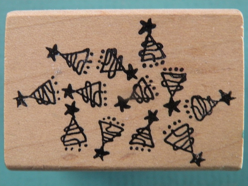 Tiny Christmas Trees Accent/Background MAGENTA Rubber Stamp UNUSED-image