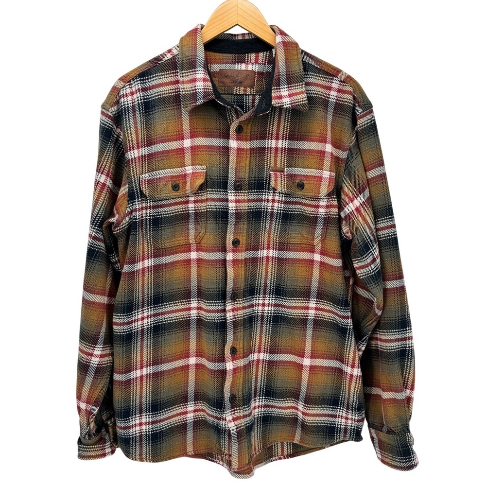 Orvis Mens Large Flannel Plaid Shirt Jacket Button Up Long Sleeve Cotton Shacket