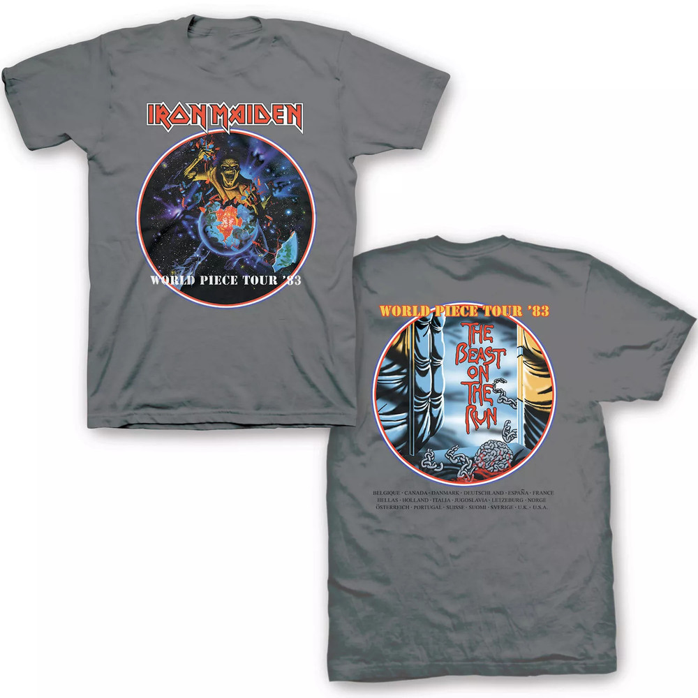 Iron Maiden World Piece Tour T-Shirt Vintage Metal Rock Tee Black Fast Shipping