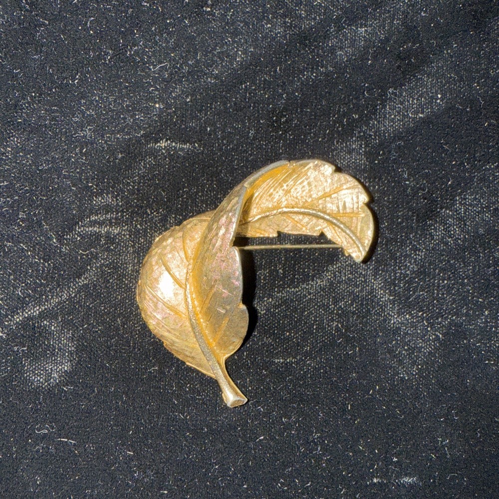 Vintage Bsk Large Brushed Gold Tone Textured Pin/Brooch