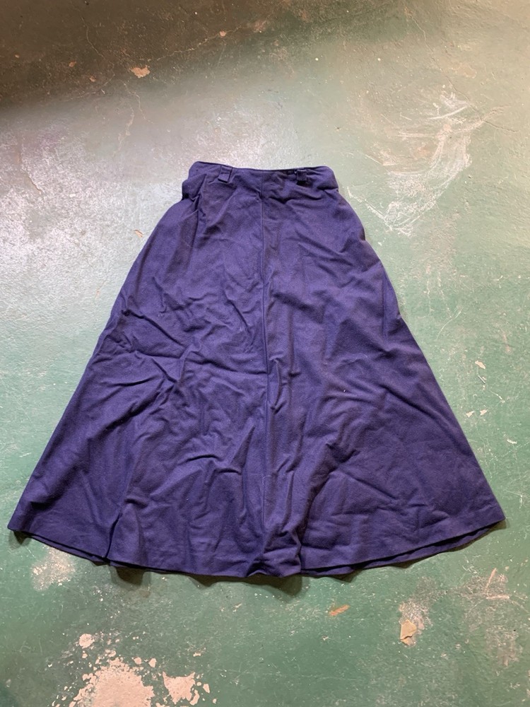 Vintage Pendleton Navy Wool A-Line Midi Skirt Button Closure High Rise