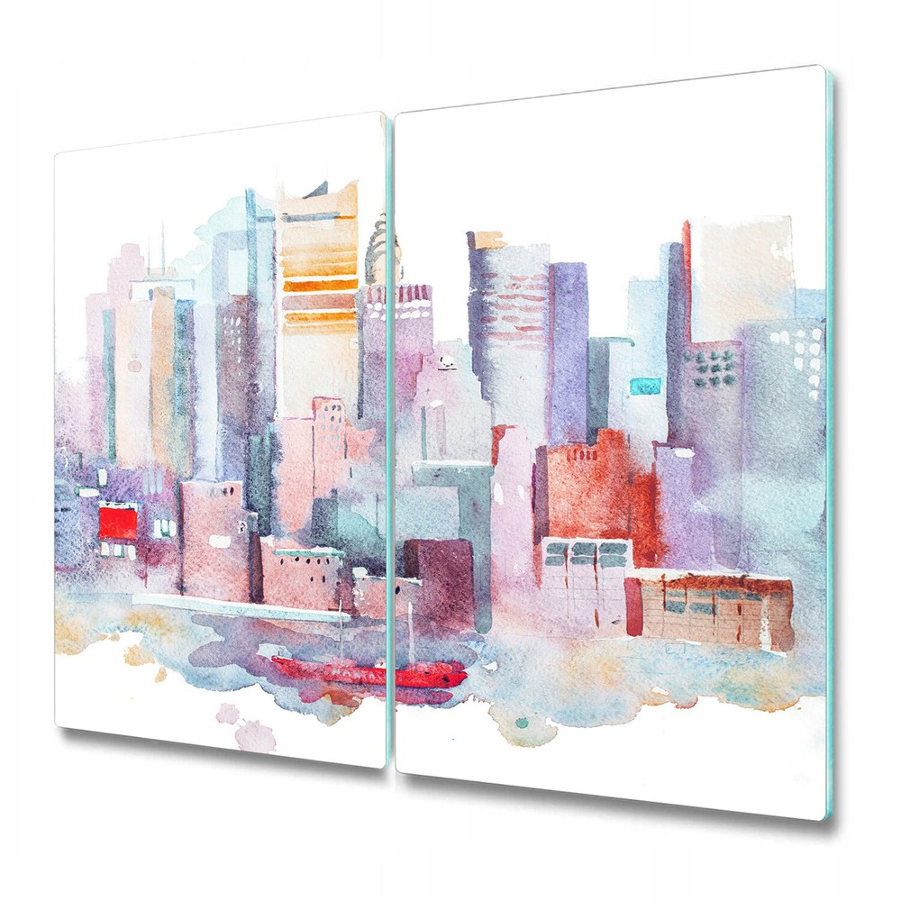 Glass Worktop Saver Kitchen New York Cityscape Aquarelle Manhattan 2x30x52