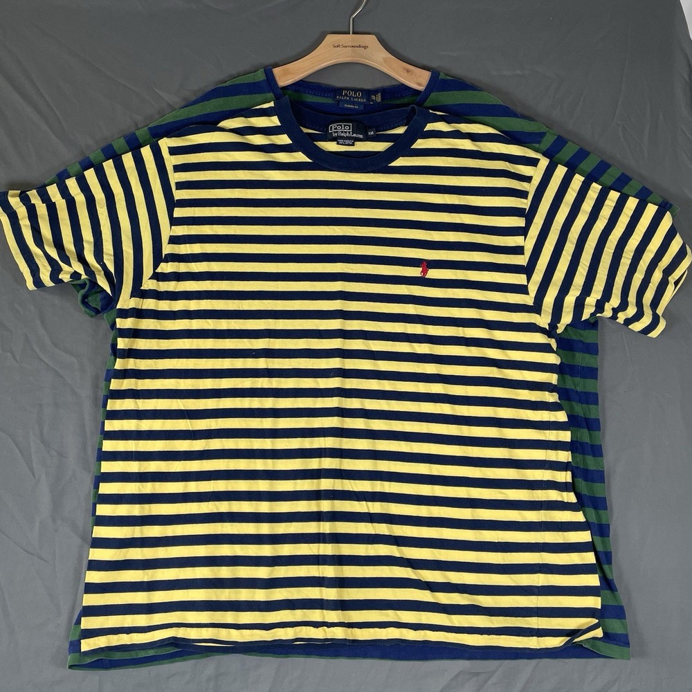 Polo Ralph Lauren T-Shirt Bundle of Two Men's XXL Short Sleeve Stripes Designer