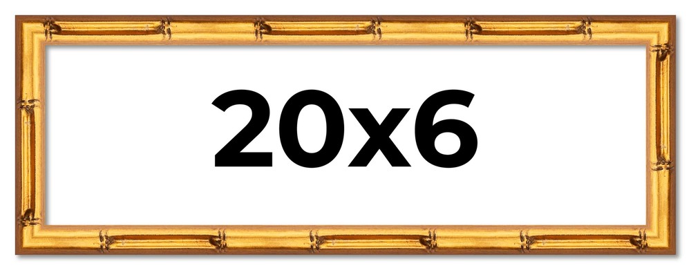 20x6 Frame Gold Bamboo Solid Wood Picture Frame | 1 Inch Moulding Width | Interi