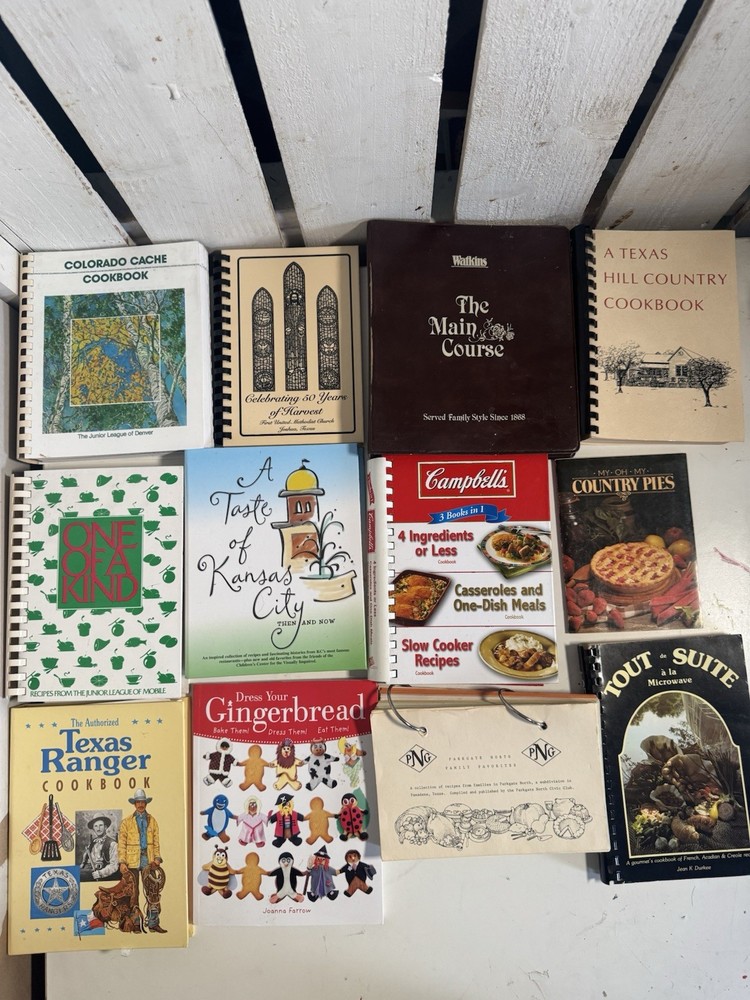 Vintage Cookbook Lot 11 Spiral Bound Community Junior League Texas Ranch