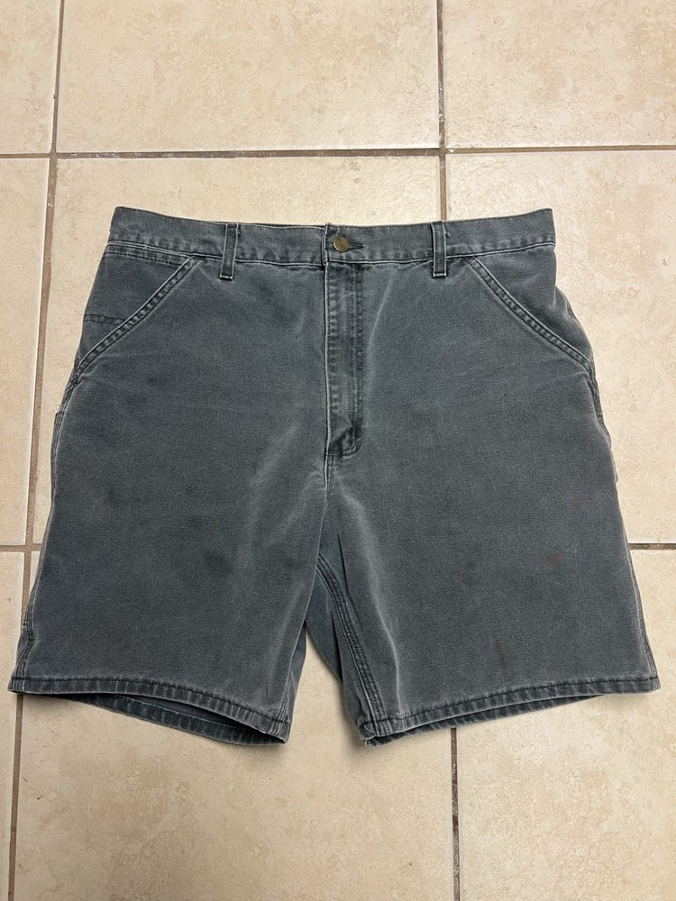 RARE Vintage Carhartt B24 HTG Hunter Green - Blue Carpenter Shorts 34x7.5
