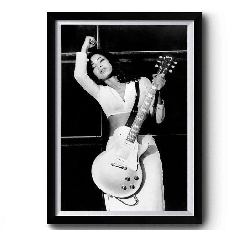 Sade Adu Playing Guitar Vintage Poster High quality Poster