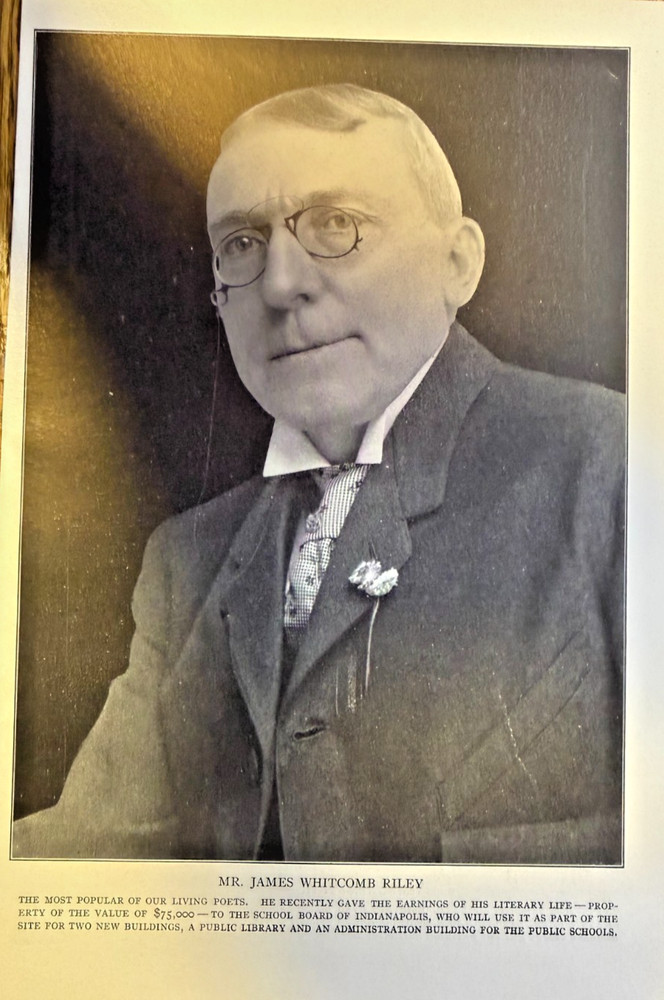 1911 Vintage Magazine Illustration Poet James Whitcomb Riley