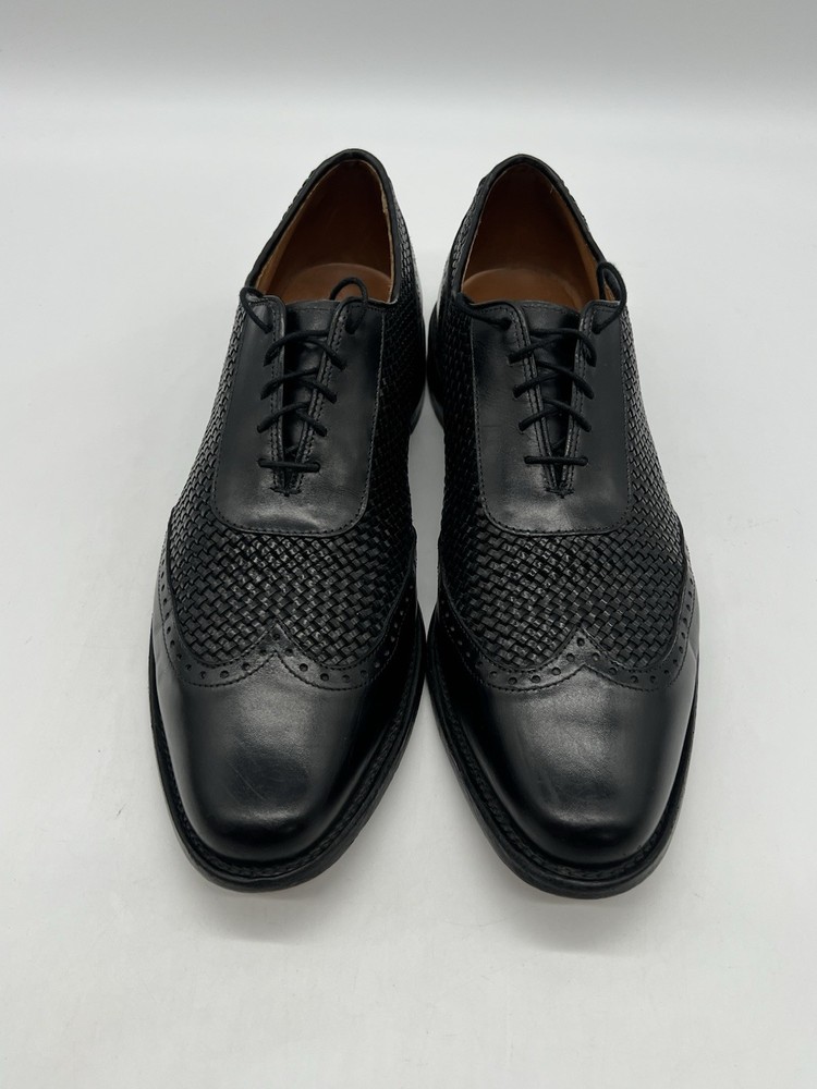 Allen Edmonds Hamstead Men’s Sz 12B Black Woven Leather Oxfords Dress Shoes.
