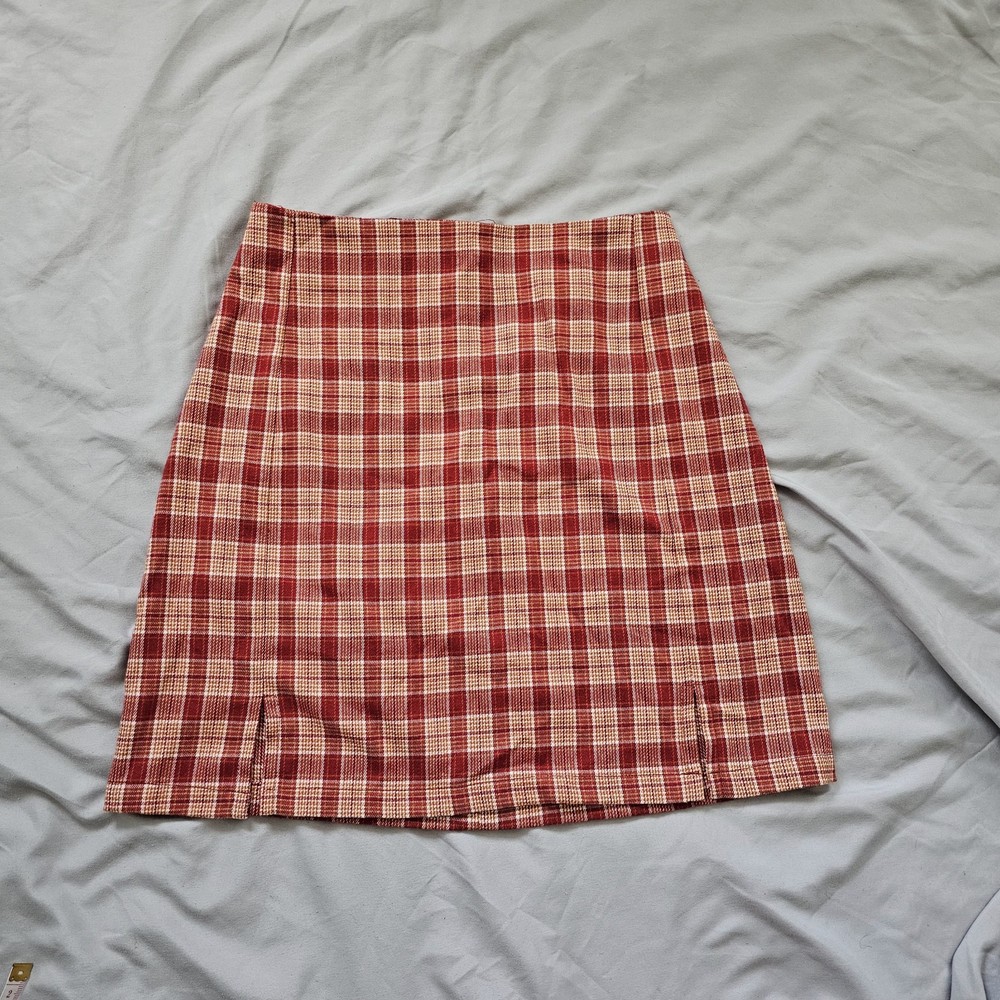 Brandy Melville Plaid Cara Mini Front Slit Skirt - XS/S