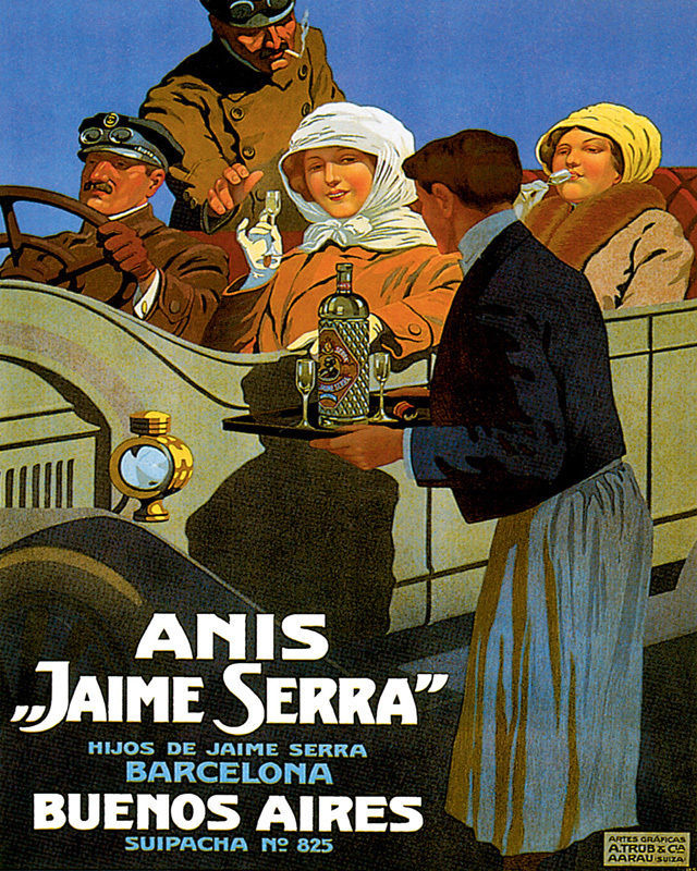 POSTER ANIS JAIME SERRA BUENOS AIRES AUTOMOBILE CAR VINTAGE REPRO FREE SH