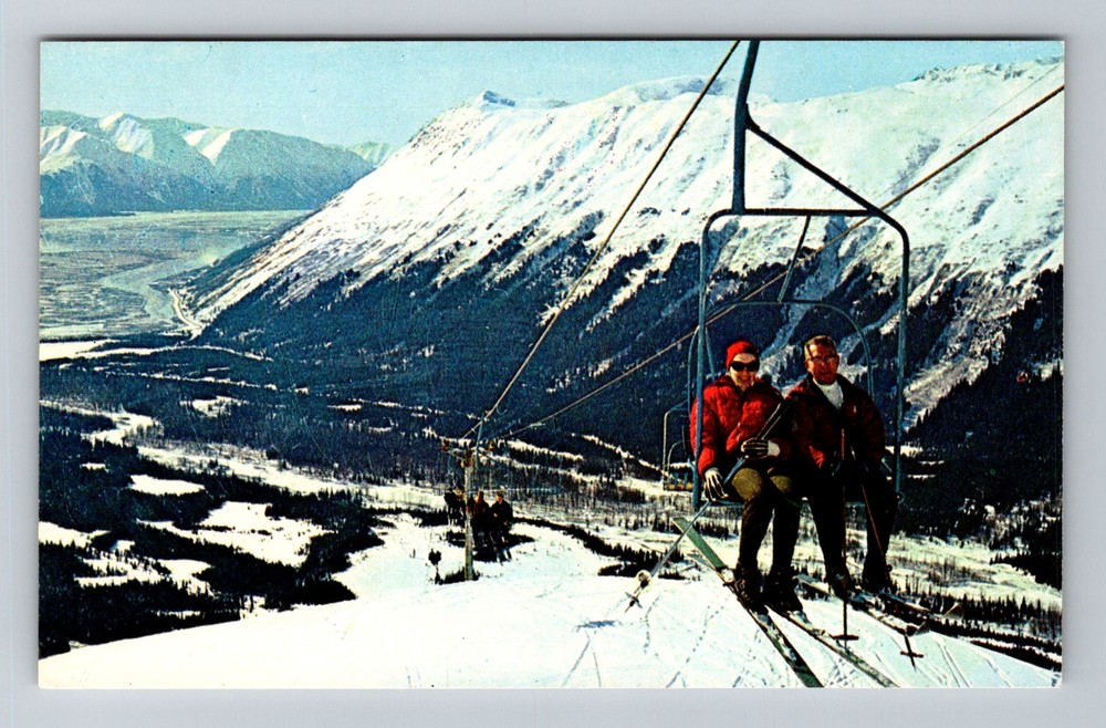 Mt. Alyeska, AK-Alaska, Chair Lift Ski Resort Mountain View Vintage Postcard