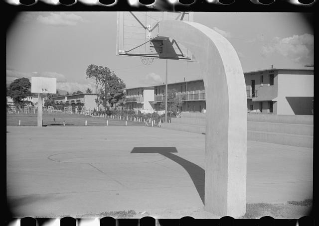 1930s Basketball Court Apartment Complex Outdoor Hoops Recreation Yard