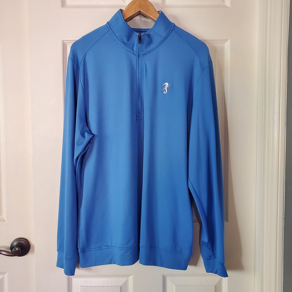 Adidas Golf Shirt Midlayer Blue 1/4 Zip Long Sleeves Men's Size Large Pullover