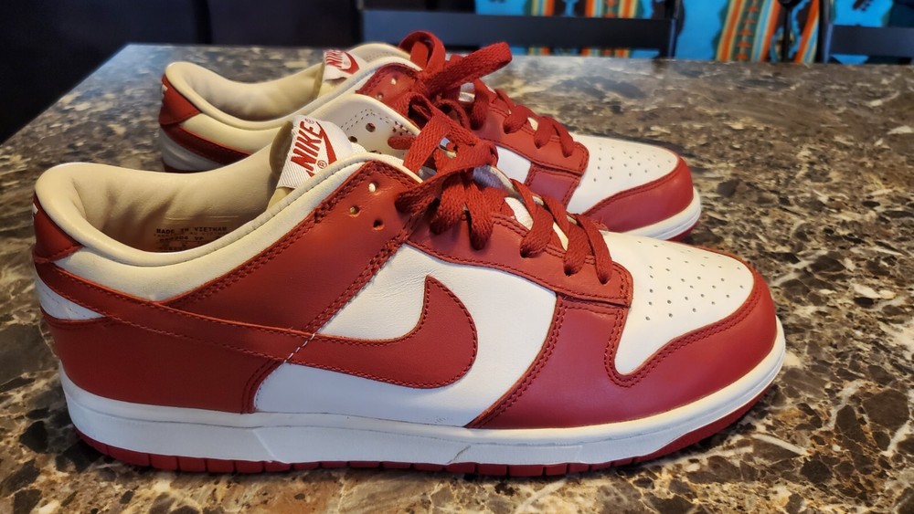 Vintage Nike Dunk Low Mens Sz 10 University Red White 309431-161 AWESOME SHAPE!!