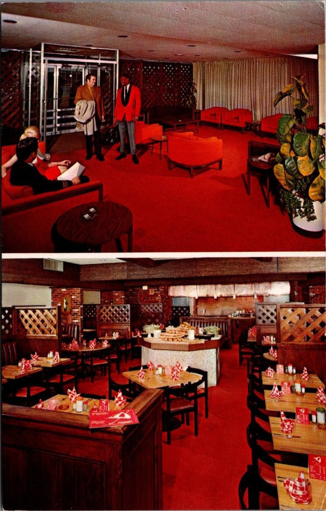 Air Host Inn JFK Airport Jamaica NY 1970 Superchrome Postcard Lounge Restaurant