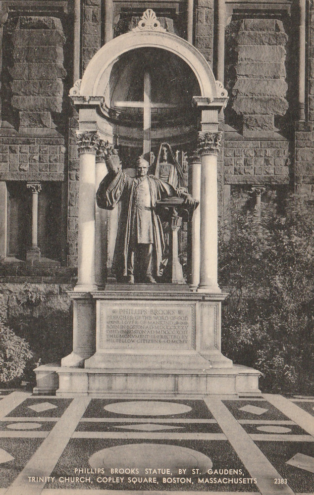 Phillips Brooks Statue Trinity Church Copley Square Boston MA Postcard A 8083