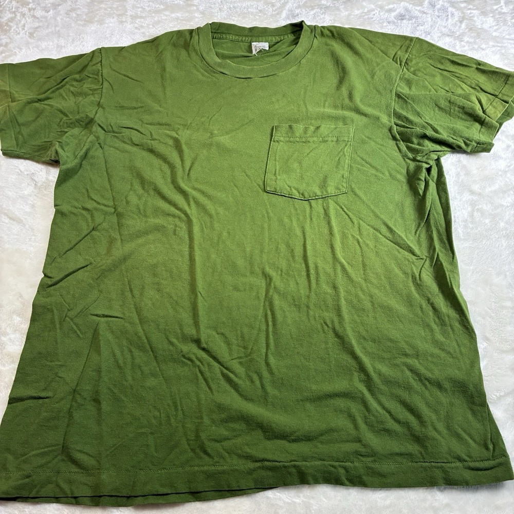Vintage Fruit Of The Loom Single Stitch Salvage Pocket T Shirt Made In USA  XL