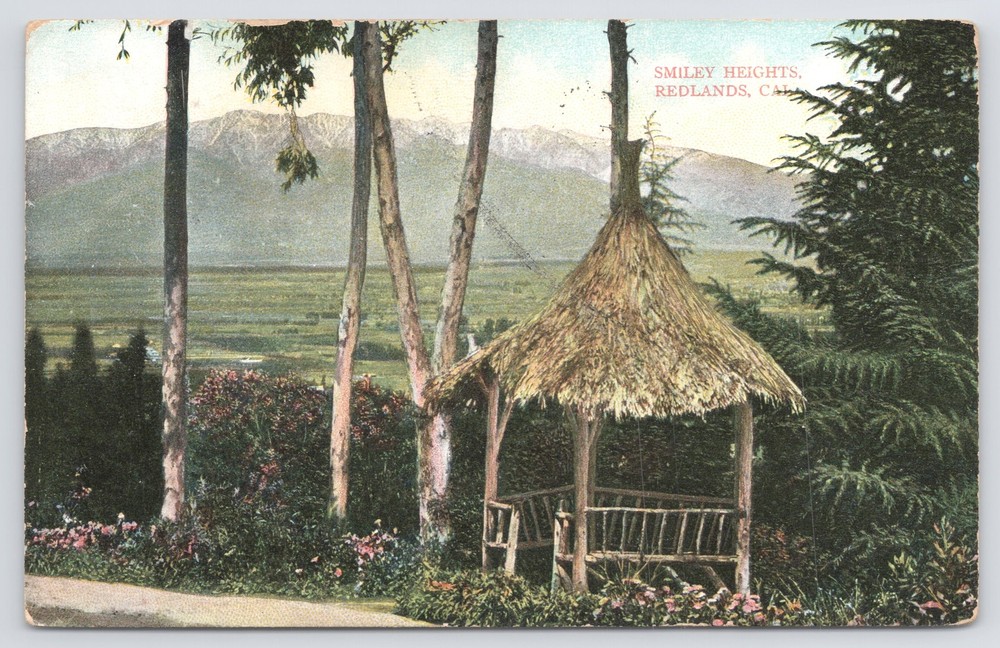 Redlands California~Smiley Heights~Thatched Roof Hut~c1910 Postcard