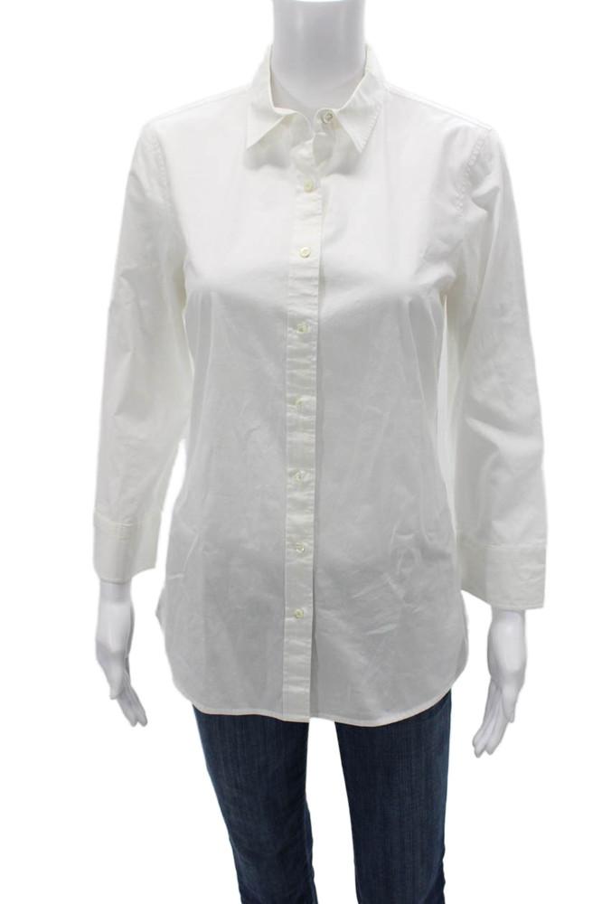 J Crew Women Collared Long Sleeve Button Up White Cotton Size SFree Shipping in US $100+ Orders | $6.95 Orders Below