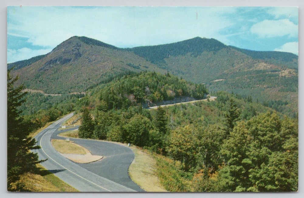 1955 Blue Ridge Parkway NC Mt Mitchell Clingmans Peak Natural Color Postcard