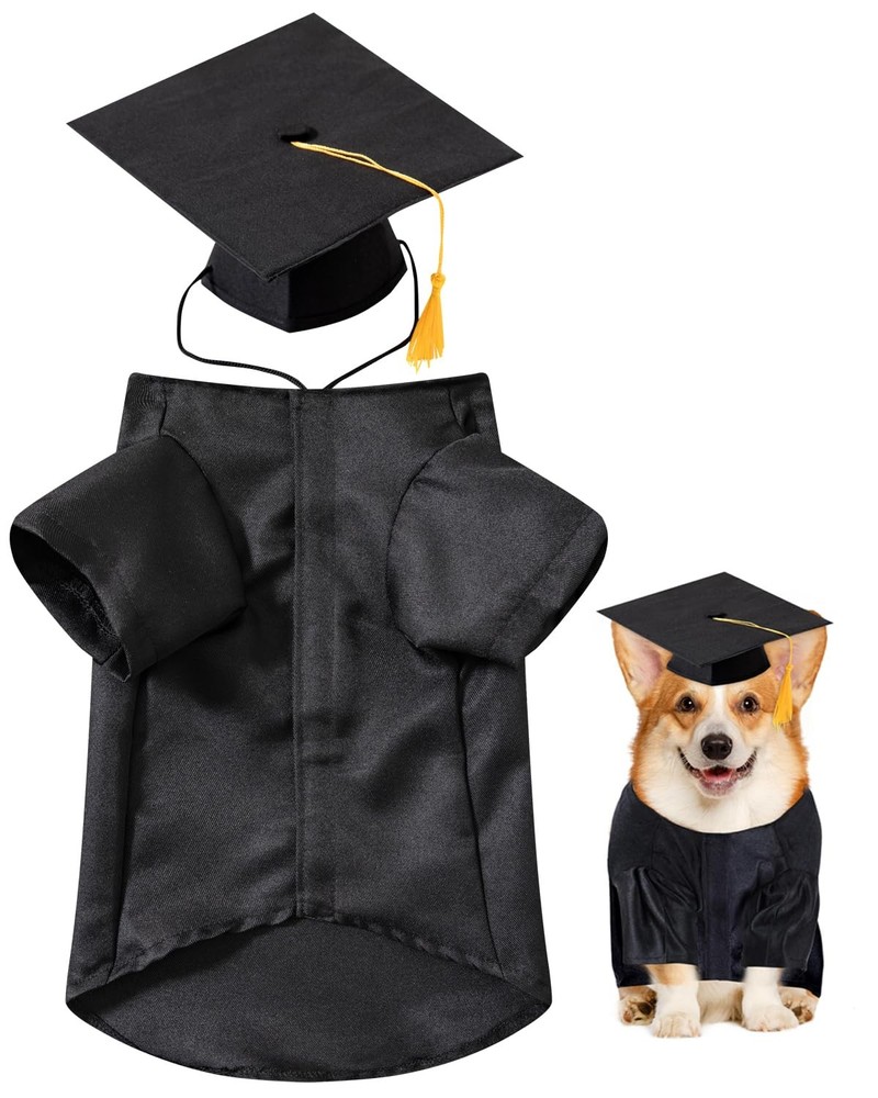 2025 Dog Graduation Cap and Gown Costume for Medium Dogs