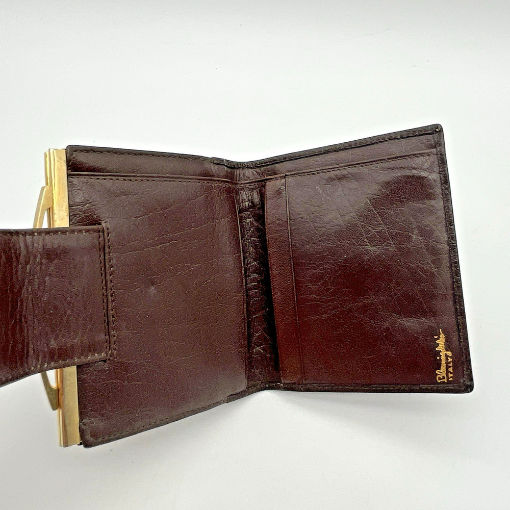 Vintage Bloomingdales Womens Leather Wallet Coin Dark Brown Made in Italy 4x4