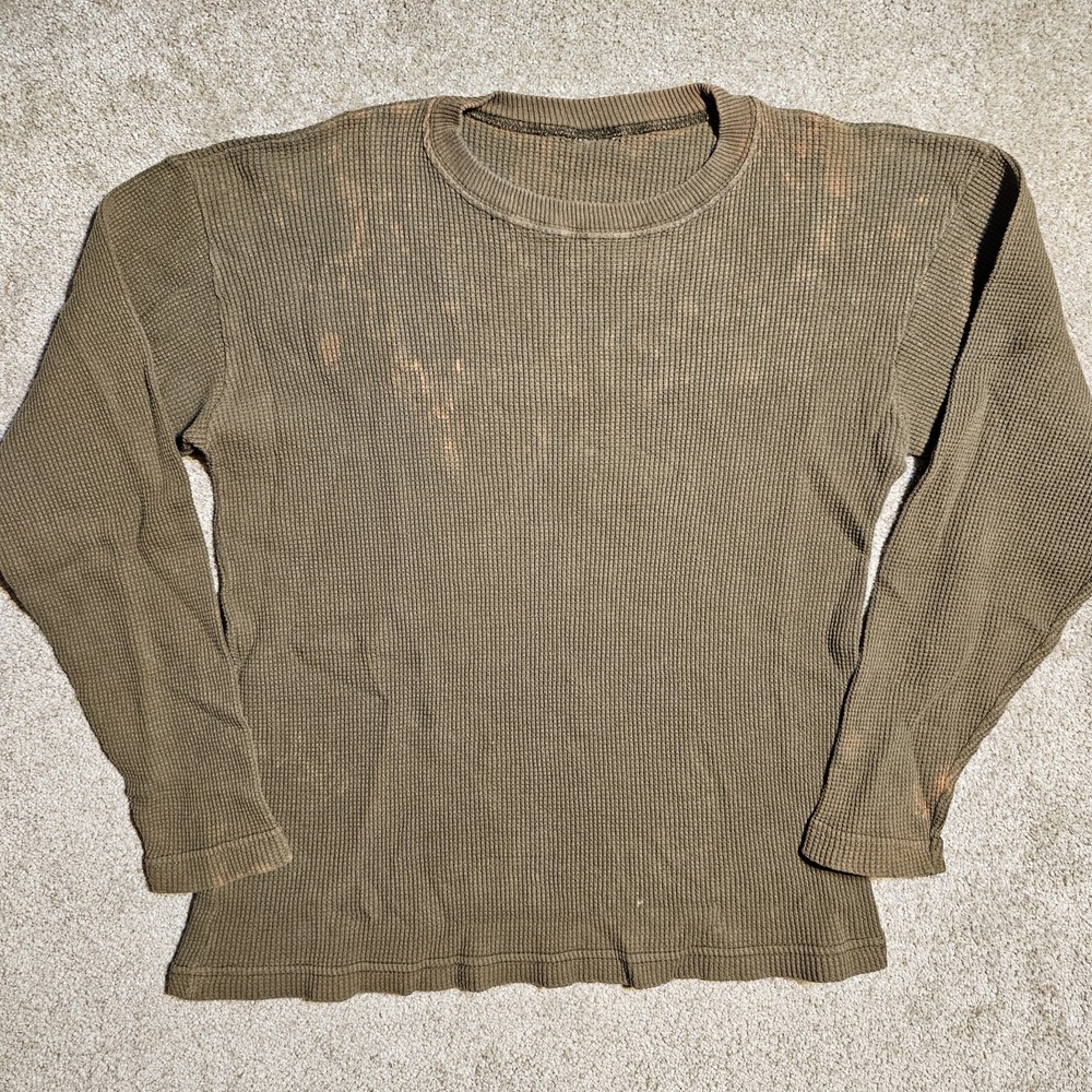 Vtg Y2k Brown Bleached Waffle Size M Thermal T-shirt Thrashed Faded Skate Grunge