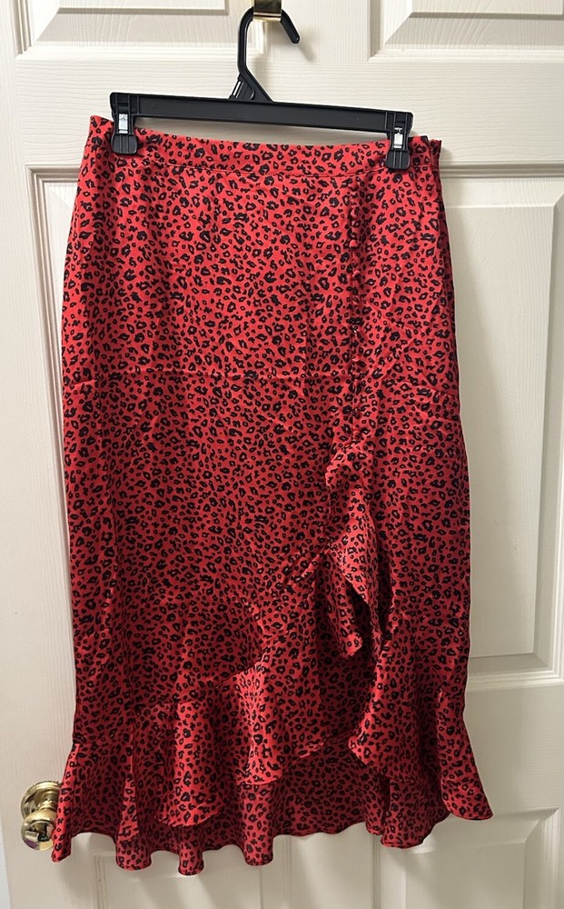 NWT Blu Pepper Red Cheetah Print Skirt With Slit