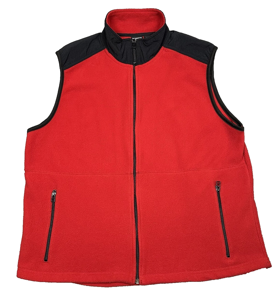 Prospirit Active Sport Vest Mens Large Red Full Zip Fleece Casual Hiking Camping