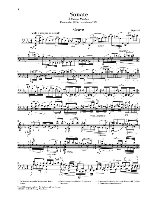Eugène Ysa�e Sonata for Violoncello Solo Op. 28