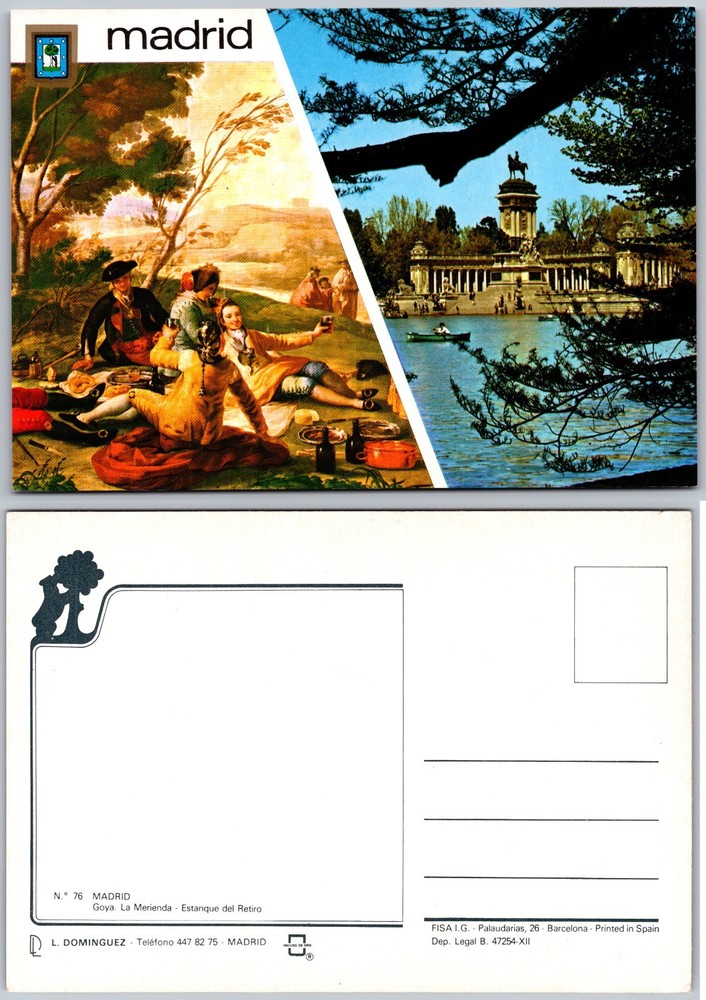 Continental Madrid El Retiro Park Postcard