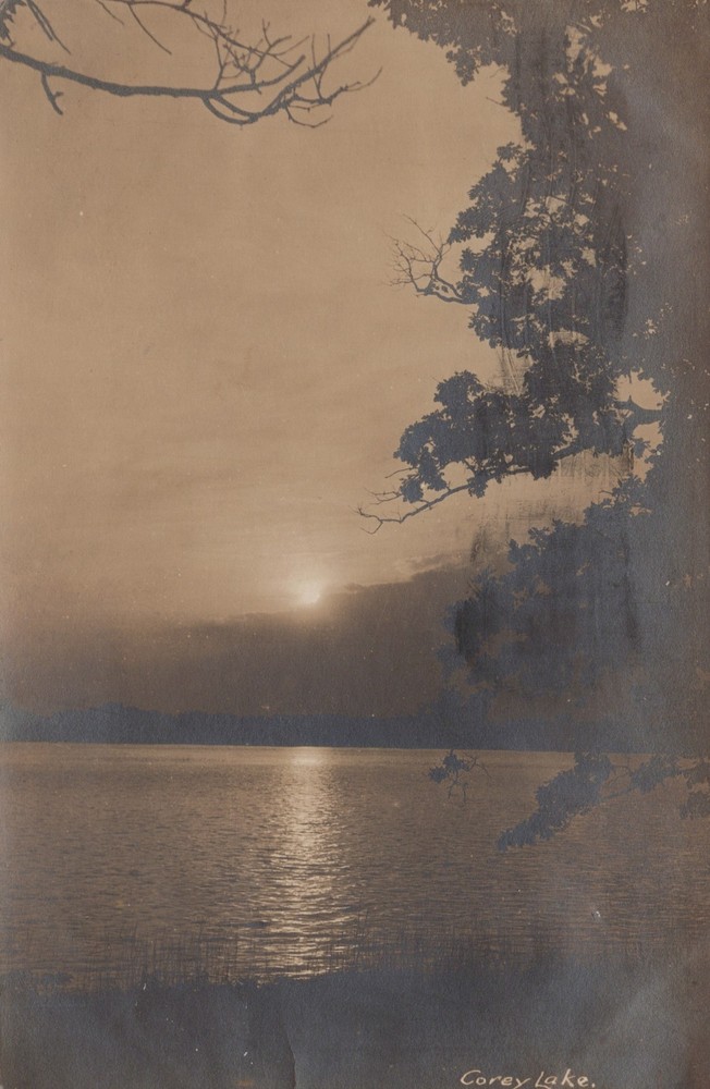 Three Rivers  MI Michigan ~ Corey Lake Sunset RPPC 1921