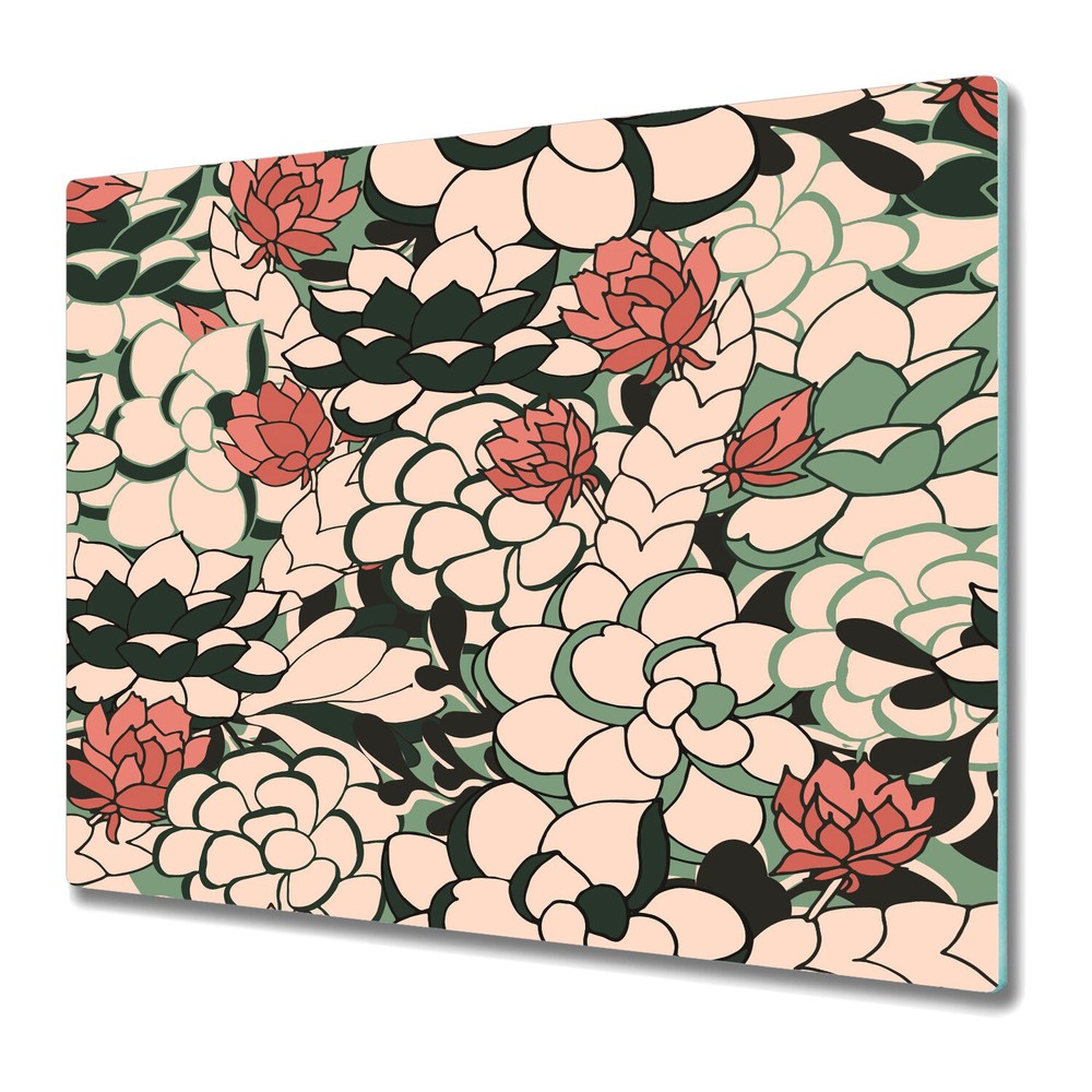Glass Surface Protector Succulent floral Colourful Green cover 60x52