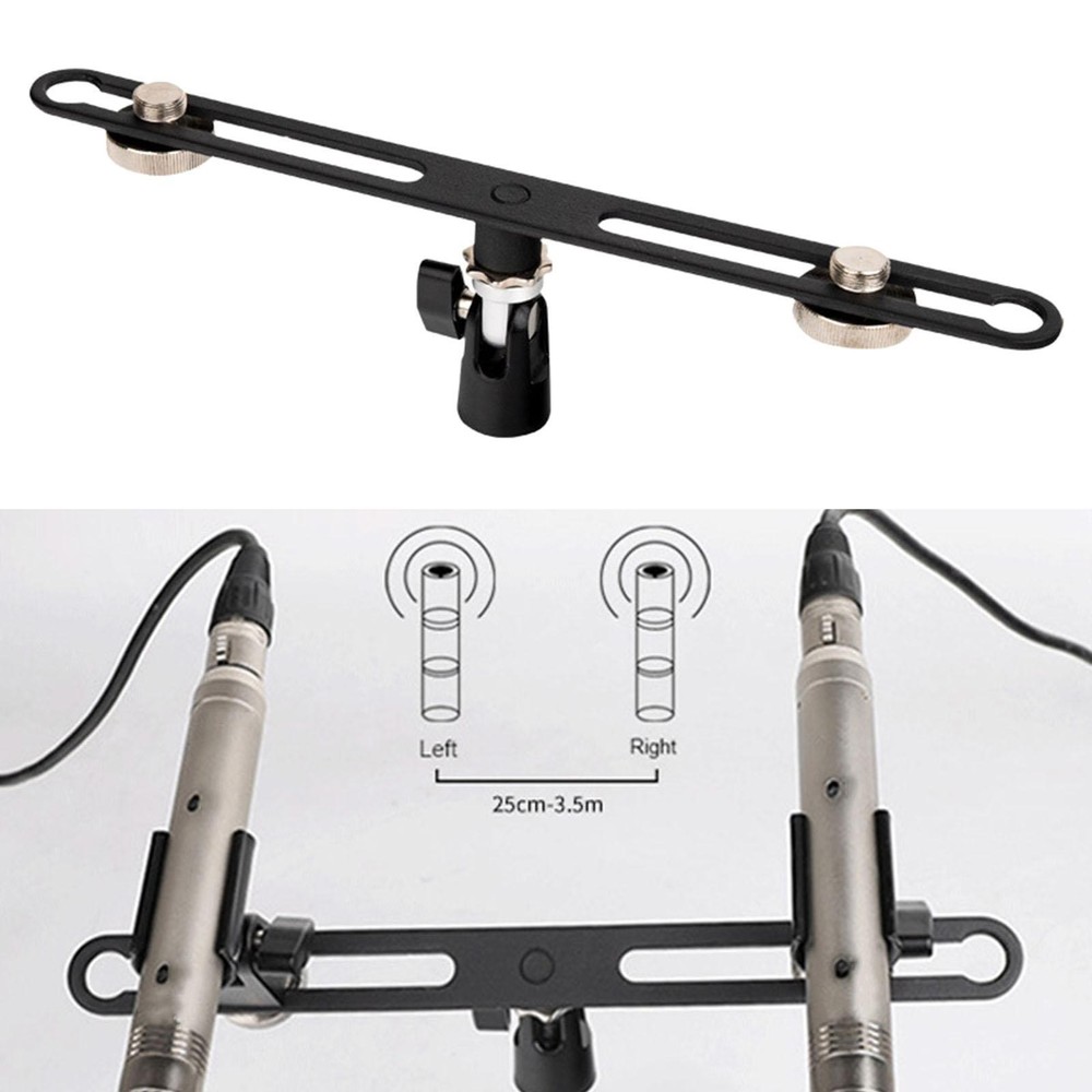 Adjustable Microphone Bar for Accommodates Two Microphones Vocal Recording-image