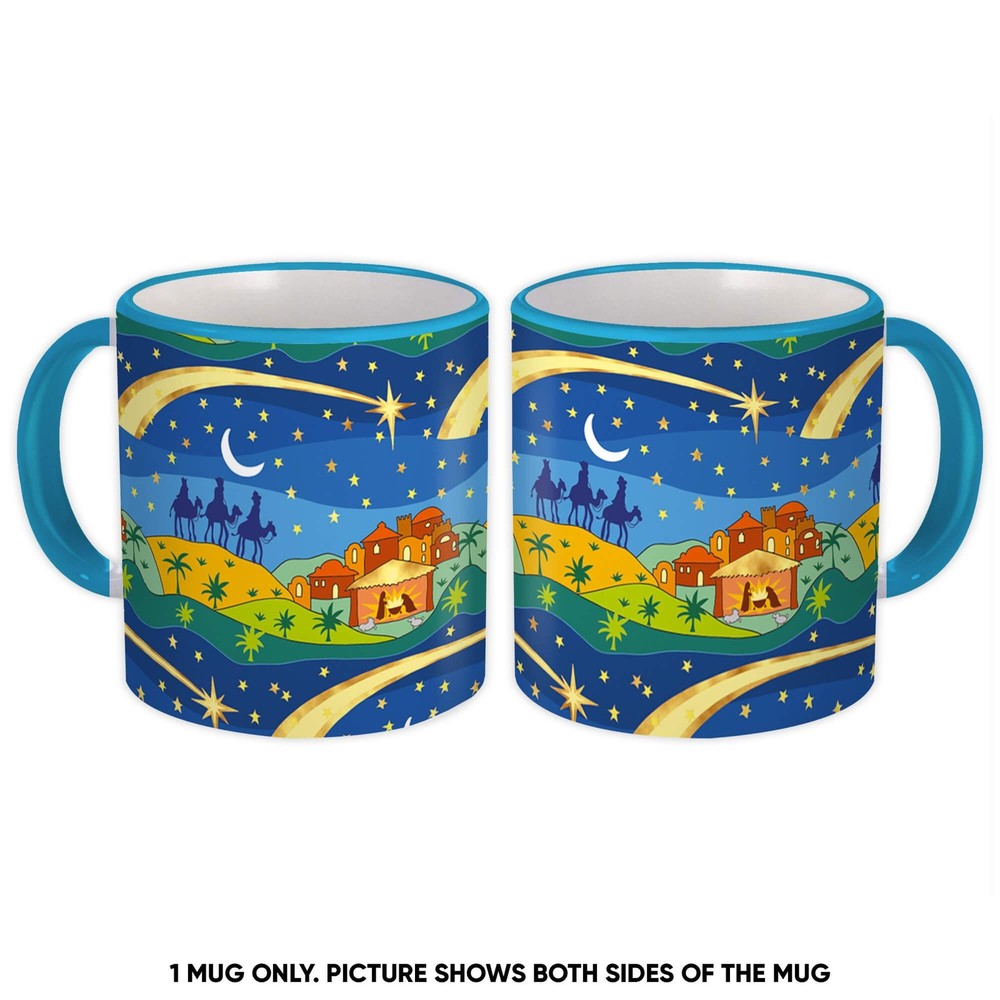Gift Mug : Three Kings Stars Christmas Pattern Christian Religious Nativity Cute