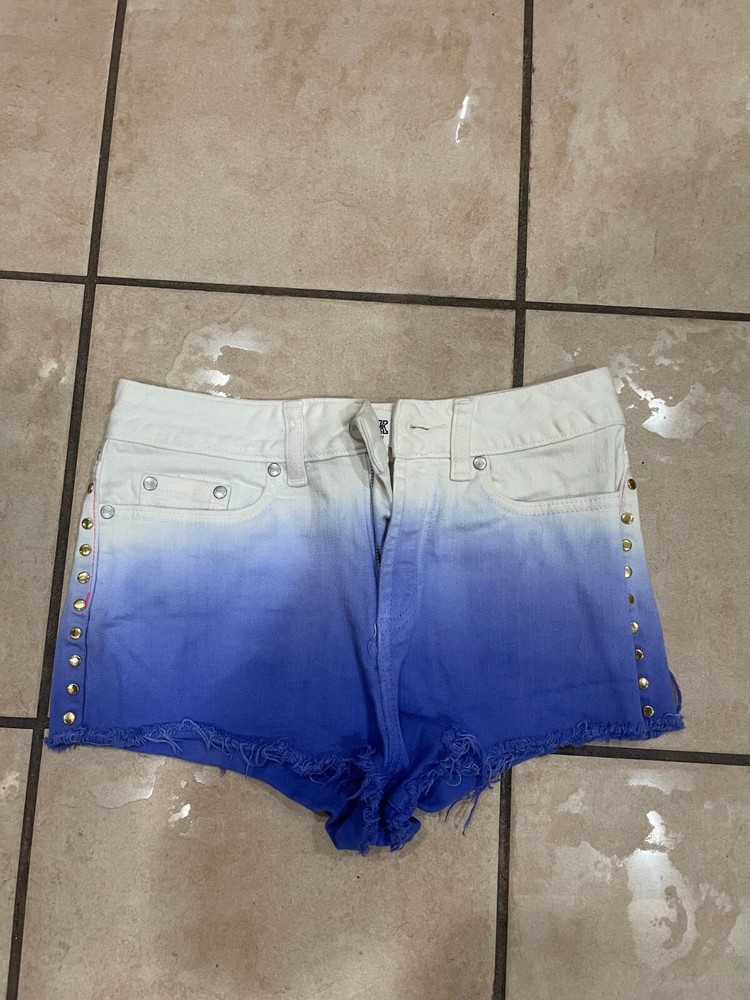Victoria Secret Pink Ombre Cheeky Cut Off Woman Purple/White Denum Studded Short
