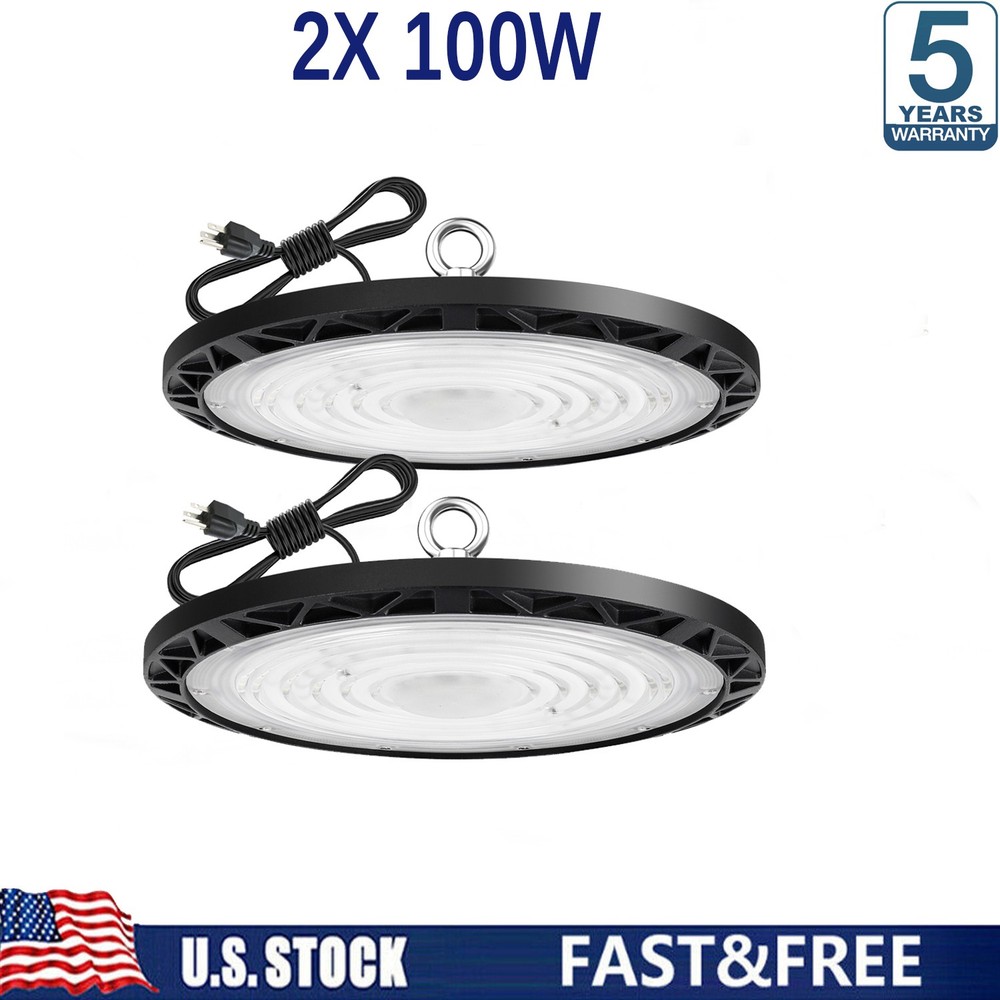 2 Pack 100W UFO Led High Bay Light Shop Industrial Commercial Factory Warehouse